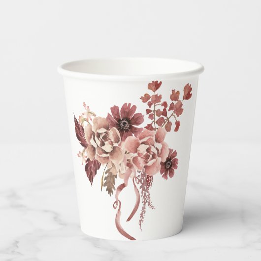 Rustikaler Herbst blüht Wasserfarbe Pappbecher (Rückseite)