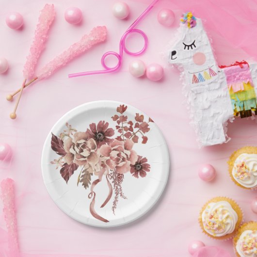 Rustikaler Herbst blüht Wasserfarbe Pappteller (Party)