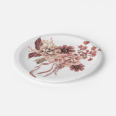 Rustikaler Herbst blüht Wasserfarbe Pappteller (Schrägansicht)