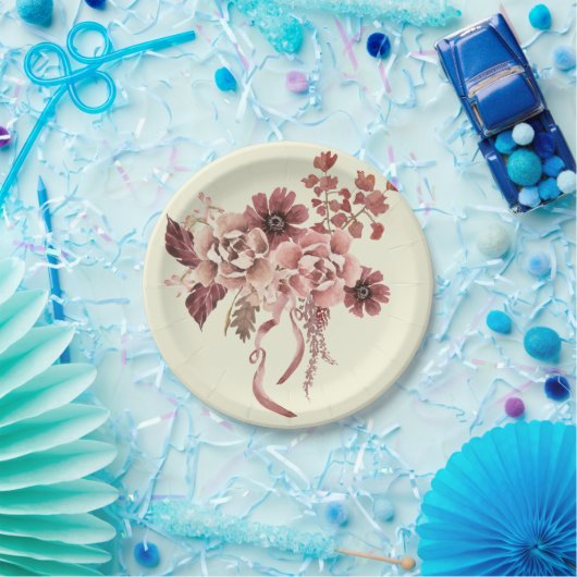 Rustikaler Herbst blüht Wasserfarbe Pappteller (Party)