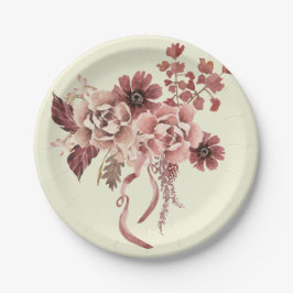 Rustikaler Herbst blüht Wasserfarbe Pappteller