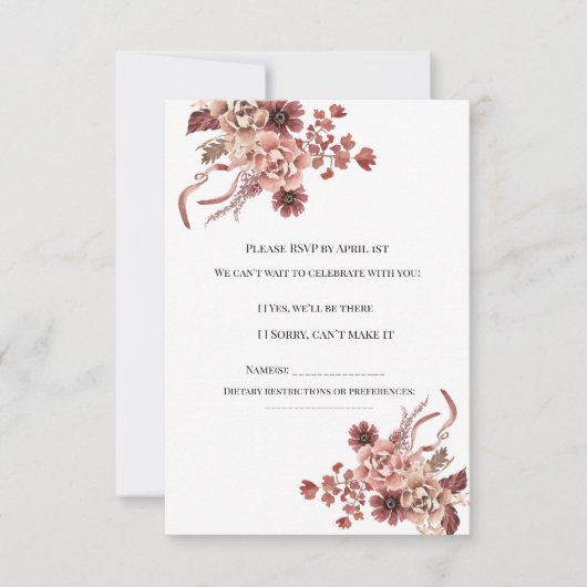 Rustikaler Herbst blüht Wasserfarbe RSVP Karte (Vorderseite)