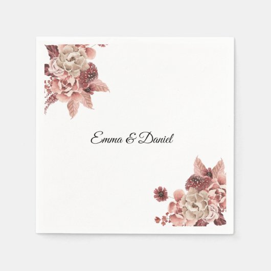 Rustikaler Herbst blüht Wasserfarbe Serviette (Vorderseite)