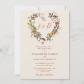Rustikaler Herbst-Blumen-QR-Code-Hochzeit Einladung (Vorderseite)