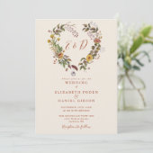 Rustikaler Herbst-Blumen-QR-Code-Hochzeit Einladung (Stehend Vorderseite)