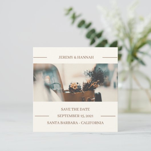 Rustikaler Herbst-Blumenfall Save The Date (Stehend Vorderseite)