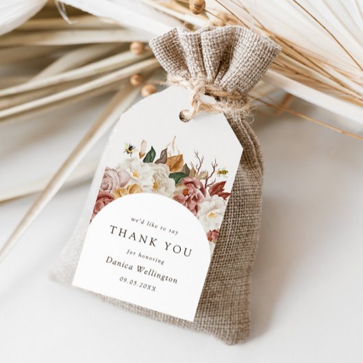 Rustikaler Herbst | Boho Watercolor Babydusche Geschenkanhänger