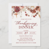 Rustikaler Herbst Burgund Erntedank-Dinner Einladung (Vorderseite)