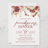 Rustikaler Herbst Burgund Floral Friendsgiving Abe Einladung (Vorderseite)
