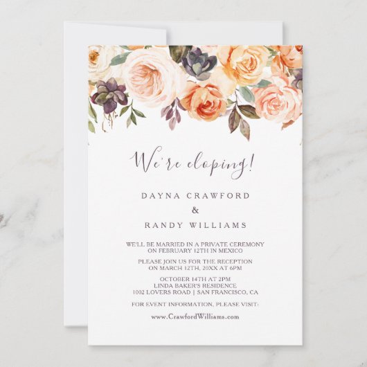 Rustikaler Herbst Eleganter Empfang Einladung (Vorderseite)