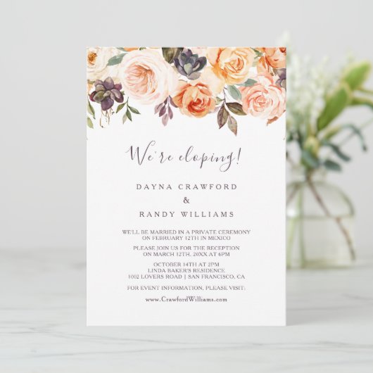 Rustikaler Herbst Eleganter Empfang Einladung (Stehend Vorderseite)