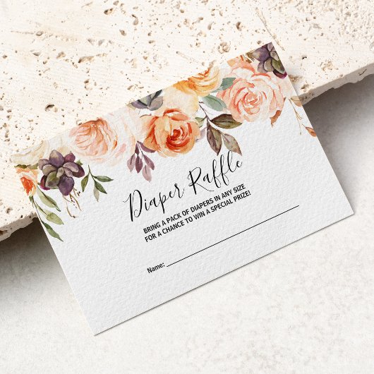 Rustikaler Herbst Elegantes florales Windeln Raffl Begleitkarte