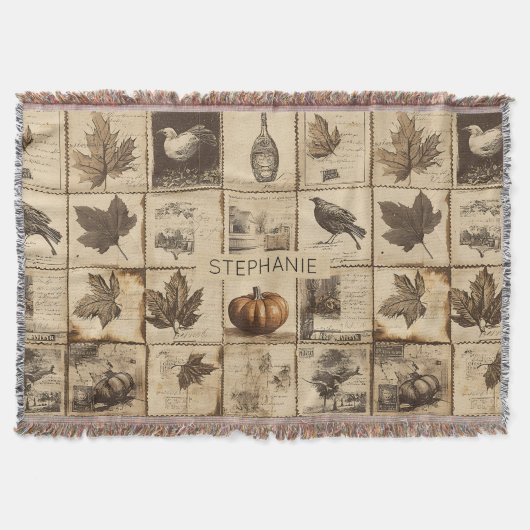 Rustikaler Herbst-Ephemerenkollage | Warm Earthy ( Decke (Vorderseite)