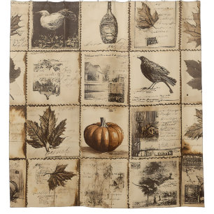Rustikaler Herbst-Ephemerenkollage Warm Earthy ( Duschvorhang