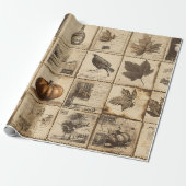 Rustikaler Herbst-Ephemerenkollage | Warm Earthy ( Geschenkpapier (Ungerollt)