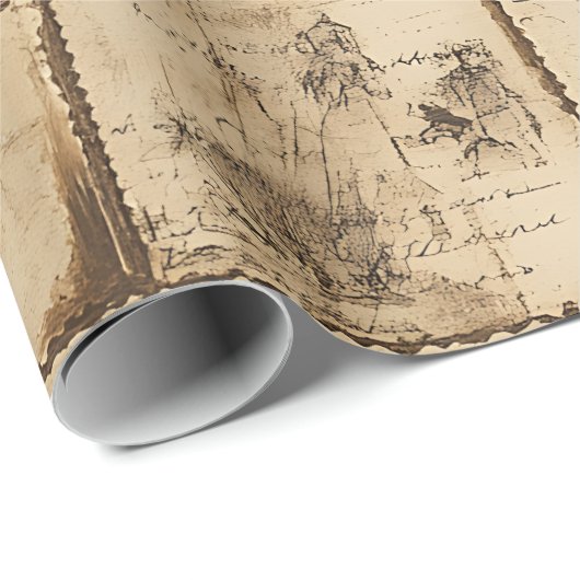 Rustikaler Herbst-Ephemerenkollage | Warm Earthy ( Geschenkpapier (Rolleneckpunkt)