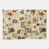 Rustikaler Herbst-Ephemerenkollage | Warm Earthy Geschirrtuch (Horizontal)