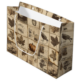 Rustikaler Herbst-Ephemerenkollage Warm Earthy ( Große Geschenktüte