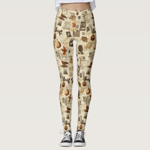 Rustikaler Herbst-Ephemerenkollage Warm Earthy Leggings