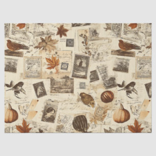 Rustikaler Herbst-Ephemerenkollage Warm Earthy Seidenpapier