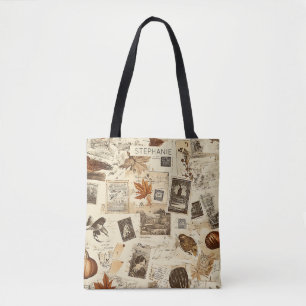 Rustikaler Herbst-Ephemerenkollage Warm Earthy Tasche