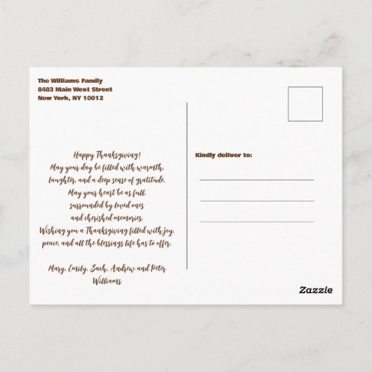 Rustikaler Herbst-Erntedank Postkarte (Rückseite)