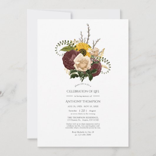 Rustikaler Herbst - Fall Blumenfeier Einladung (Vorderseite)