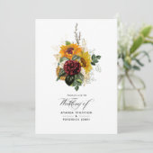 Rustikaler Herbst - Fall Sonnenblumen Hochzeitsfes Einladung (Stehend Vorderseite)