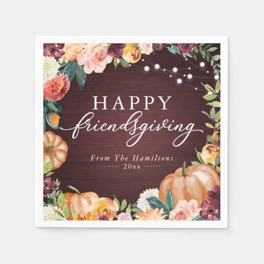 Rustikaler Herbst florale Friendsgiving Dinner Nap Serviette (Vorderseite)