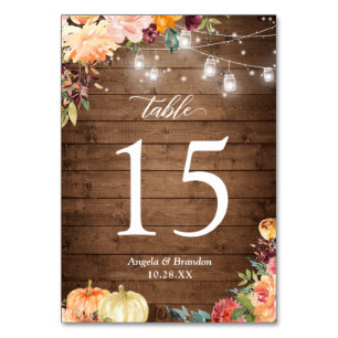 Rustikaler Herbst floraler Mason Jar Lights Hochze Tischnummer