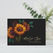 Rustikaler Herbst Florals Sonnenblume Hochzeit im  RSVP Karte (Stehend Vorderseite)