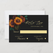 Rustikaler Herbst Florals Sonnenblume Hochzeit im  RSVP Karte (Rückseite)
