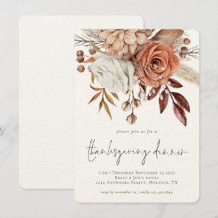Rustikaler Herbst Florals Terracotta Erntedank Einladung