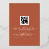 Rustikaler Herbst Florals Terracotta Wedding Glam Folieneinladung (Rückseite)