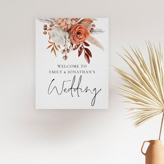 Rustikaler Herbst Florals Willkommen bei Hochzeit Poster