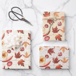 Rustikaler Herbst Geschenkpapier Set