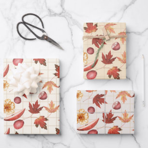 Rustikaler Herbst Geschenkpapier Set