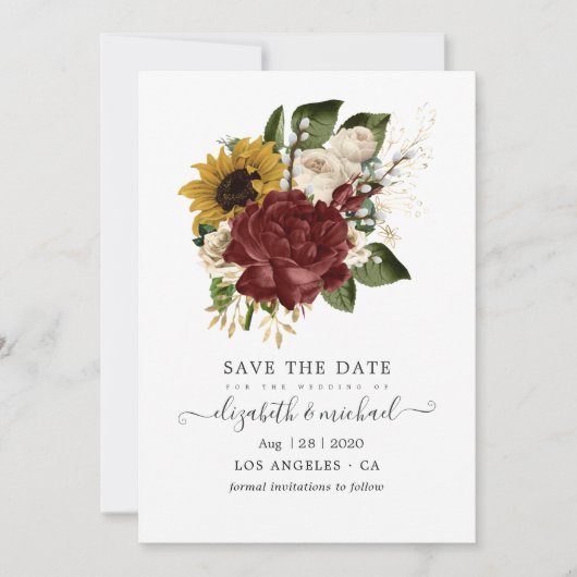 Rustikaler Herbst - Herbst Blumenhochzeit Save The Date (Vorderseite)