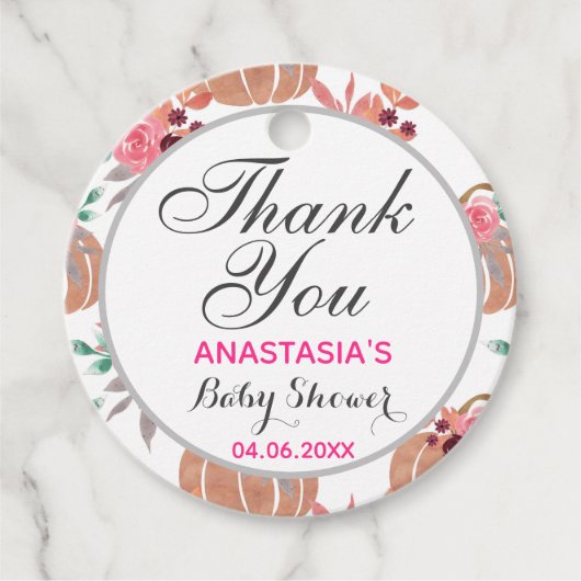 Rustikaler Herbst Herbst Danke Babydusche Geschenkanhänger (Vorderseite)