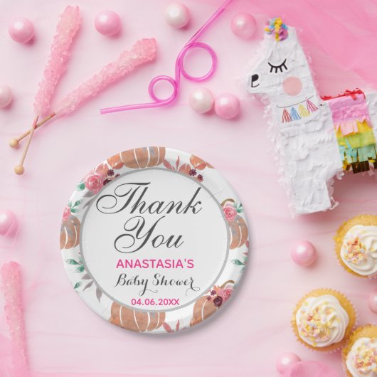 Rustikaler Herbst Herbst Danke Babydusche Pappteller (Party)