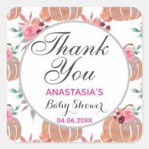 Rustikaler Herbst Herbst Danke Babydusche Quadratischer Aufkleber