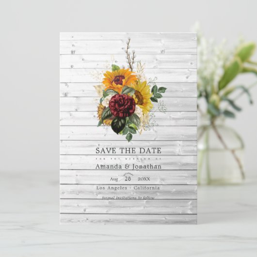 Rustikaler Herbst - Herbst Florenhaushochzeit Save The Date (Stehend Vorderseite)