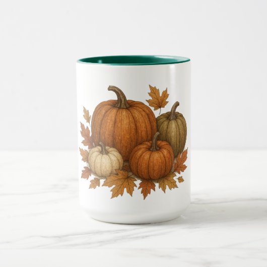 Rustikaler Herbst/Herbst Kürbis & Blätter Tasse (Zentrum)