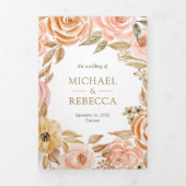 Rustikaler Herbst-Herbst QR-Code Hochzeit Dreifach Gefaltete Einladung (Cover)