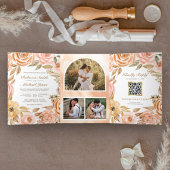 Rustikaler Herbst-Herbst QR-Code Hochzeit Dreifach Gefaltete Einladung