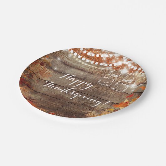 Rustikaler Herbst Herbst verlässt Erntedank Teller (Schrägansicht)