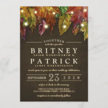 Rustikaler Herbst Herbst verlässt Hochzeitseinladu