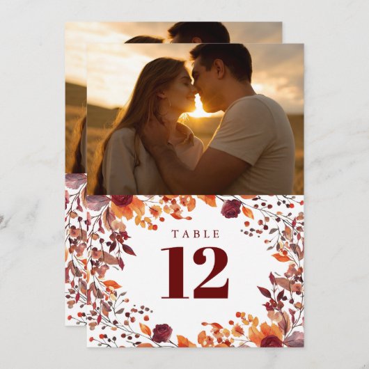 Rustikaler Herbst Herbstflora Foto Tischnummer (Vorne/Hinten)