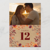 Rustikaler Herbst Herbstflora Foto Tischnummer (Rückseite)