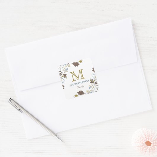 Rustikaler Herbst / Herbstlaub Erntedank Urlaub Quadratischer Aufkleber (Umschlag)